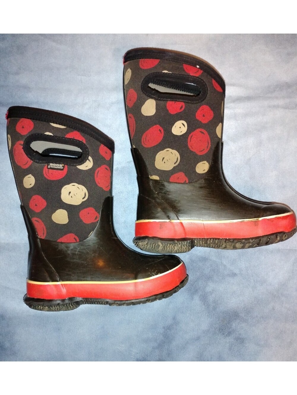 Black Red Polka Dot bogs boots